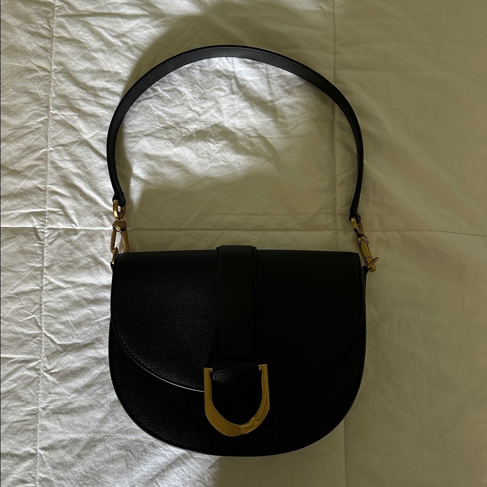 Charles & Keith Black Gabine Leather Saddle Bag